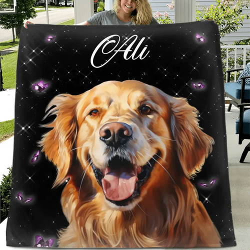 Custom Pet Portrait Fleece Blanket